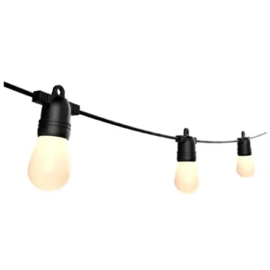 LED outdoor 10m garland for garden and terraces for E27 lamps, 20 sockets for bulbs, step 50 cm VISIONAL / 03-633 / Decorative indoor and outdoor string for E27 bulbs / 10 meters / Integrated lamp holder / Black wire