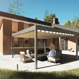 Kaasaegne alumiiniumist pergola reguleeritavate katuselattidega